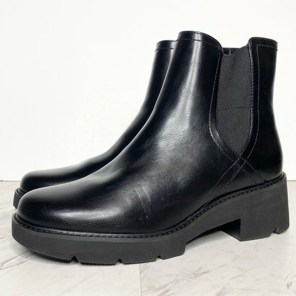 New! Naturalizer Cade Black Faux Leather Chelsea Bootie 8M - Picture 1 of 15